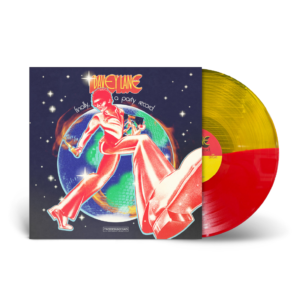 Davey Lane / Finally, A Party Record Limited Edition translucent yellow and opaque red split 12” vinyl - OUT 15/8/2025